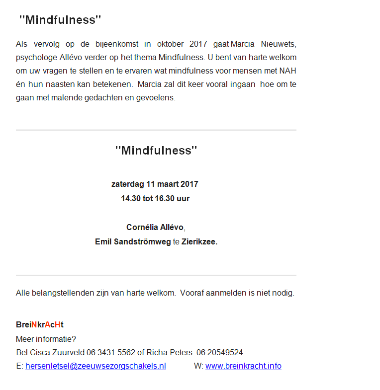 Breinkracht Mindfulness in Zierikzee