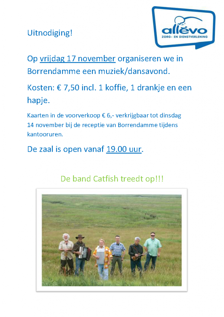 Muziek/dansavond met optreden van de band Catfish